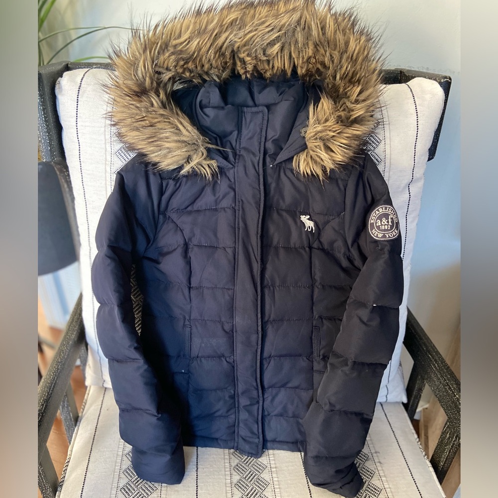 Abercrombie kids faux Fur hooded puffer coat